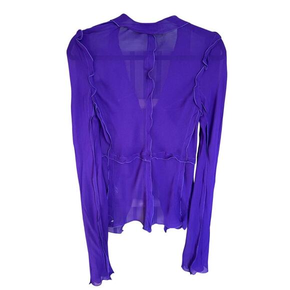 NWOT Rat And Boa Aphrodite Blouse Ruffle Semi Sheer Top In Purple Size Small - Picture 8 of 15